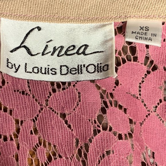 Linea Mauve Rose Lace Cardigan with Tan Trim XS - Picture 3 of 3